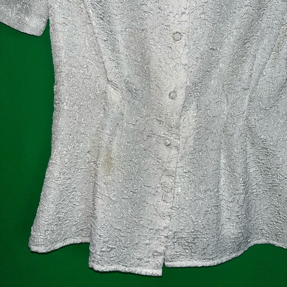 VINTAGE!!! Cinched White and Lace Short Sleeve Blazer Top! ONE OF ONE! - Picture 6 of 16